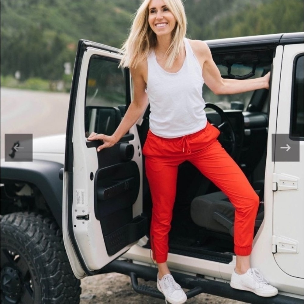 Zyia Everywhere Zipper Ankle Joggers,pockets Drawstrin Red Womens L Lightweight